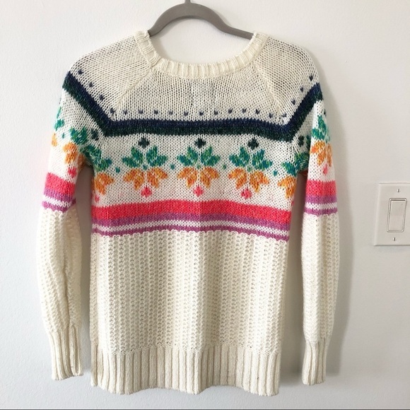 American Eagle jegging fit wool blend rainbow fair isle sweater size xxs - Picture 3 of 5